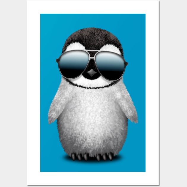 Cute Baby Penguin Wearing Sunglasses Wall Art by jeffbartels